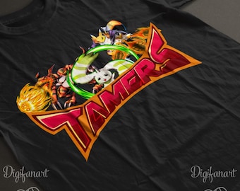 Digimon season 3 tamers black T-shirt, showing off Guilmon, Terriermon, and renamon.