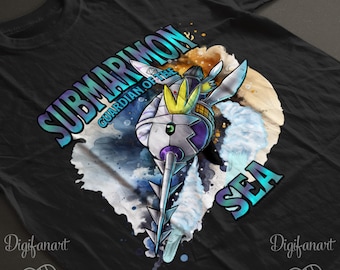 Digimon Adventure 02 Submarimon Guardian T-shirt, Digi-egg of reliability, Fan Art Tee, Unisex Shirt for Digimon Fans, crest of Reliability,