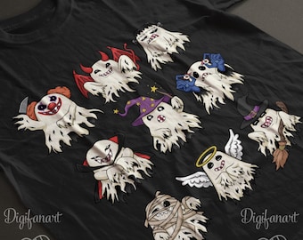 Bakemon Halloween T-shirt, Mummy Bat Witch Costume Fun Ghost Digimon Unisex Tee, Trick or Treat Shirt, Spooky Anime Fan Gift, Custom Dye