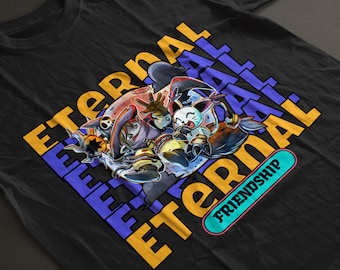 Gatomon and Wizardmon Eternal Friendship Digimon T-Shirt - Digimon Halloween inspired Black shirt showing Wizardmon of Digimon Adventure