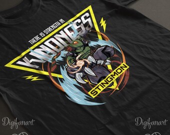 Stingmon Digimon Adventure 02 Unisex T-shirt, Strength in Kindness, Anime Tee, Graphic Tee, Gift for Anime Fans, Cartoon Character Shirt