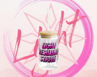 Motivational Digimon Glass cup,  Empowering Digimon Digi Glass, 16oz - Light Resilient Strive, Inspirational drinkware set for anime fans