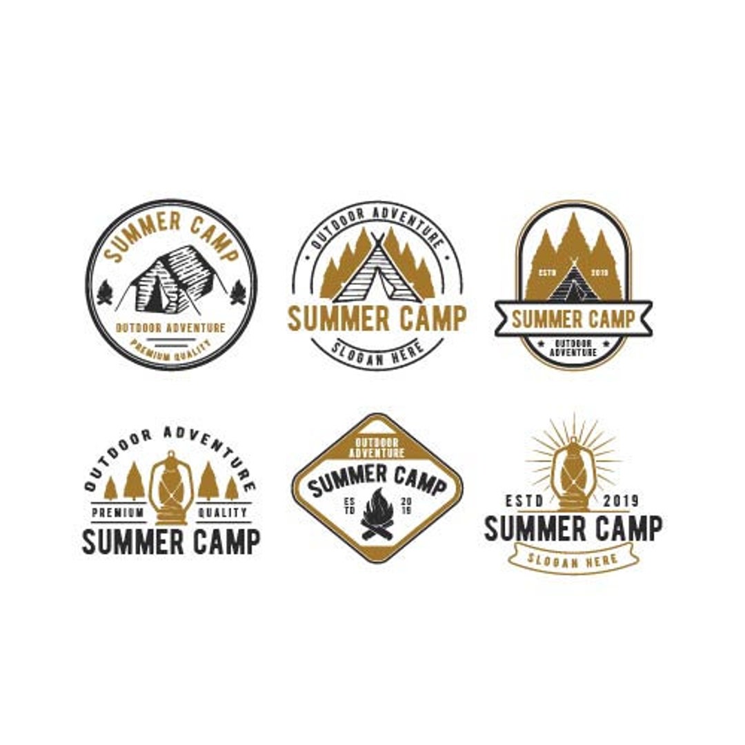 Six Editable Camping Logo,custom Adventure Branding Outdoor Activity