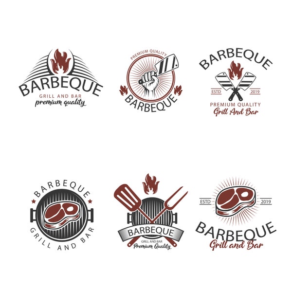 BBQ Logo Bundle, custom logo apron, restaurant logo, bbq svg, bbq logo, food logo, editable logo, bbq gifts for men, bar and grill sign