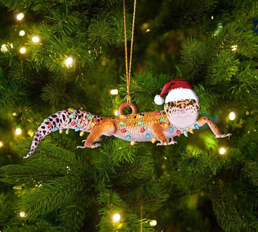 Leopard Gecko Christmas Ornament Custom Name Leopard Gecko Etsy