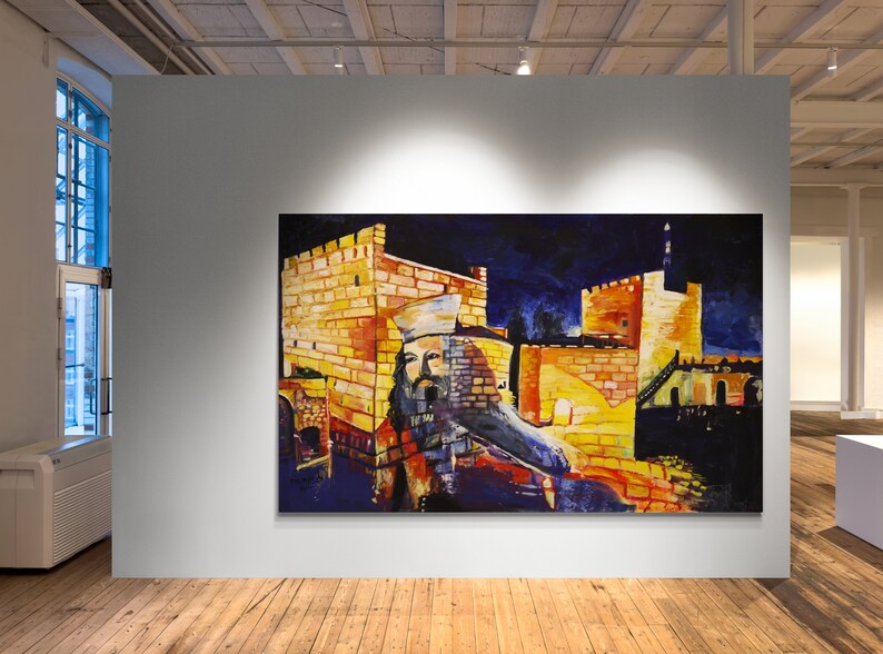 The Gates of Jerusalem. and King David. High Quality Print on Canvas