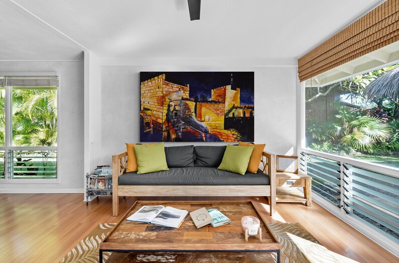 The Gates of Jerusalem. and King David. High Quality Print on Canvas