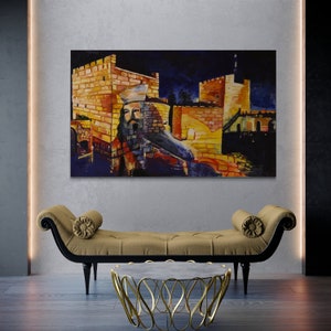 The gates of Jerusalem. And King David. High quality print on canvas. The Holy Land. Israel.Jerusalem