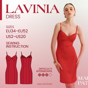 Lingerie-inspired Cocktail Dress PDF Sewing Pattern - Lavinia/US sizes 2-20, Evening  Dress with Straps Sewing Tutorial