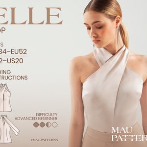 Cross Over Halter Neck Top PDF Sewing Pattern - Elle/US sizes 2-20