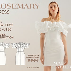 Rosemary - Сorset dress with detachable ruffle Sewing Pattern in pdf format /US sizes 2 - 20
