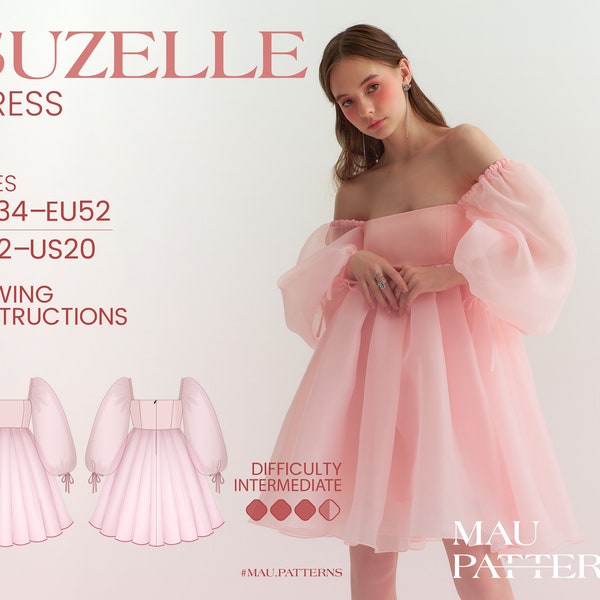 Suzelle -  Babydoll Dress Sewing Pattern in PDF format /US sizes 2 - 20