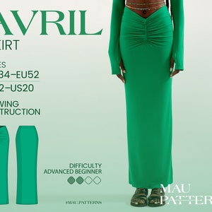 Avril - Straight skirt Pattern in pdf format /US sizes 2 - 20