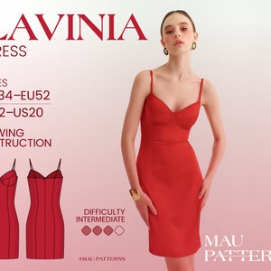 Lavinia - lingerie-inspired cocktail dress Sewing Pattern in PDF format /US sizes 2 - 20