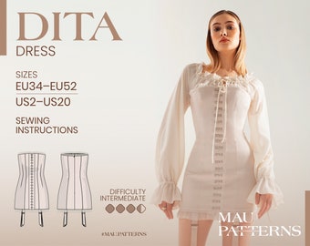 Dita - corset dress Sewing Pattern in pdf format /US sizes 2 - 20