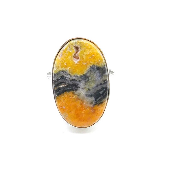 Exclusive Aggressive Fabulous Natural  Bumble bee Jasper Ring Gemstone Jewelry 925 Silver Polished Handmade Jewelry Jaipur Quality  Genuine