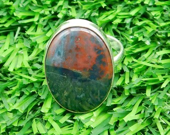 Attractive Rare Quality Natural Blood Stone Ring Healing Crystal Gemstone Jewelry 925 Silver Polished Handmade Ring Jewelry EXCLUSIVE GIFT