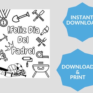 Feliz Dia del padre | Happy father&#39;s day printable | kid&#39;s coloring printable page | printable coloring in spanish