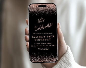 Rose Gold Birthday Evite Template | Digital Invitation Canva (1080 x 1920 px) - 24