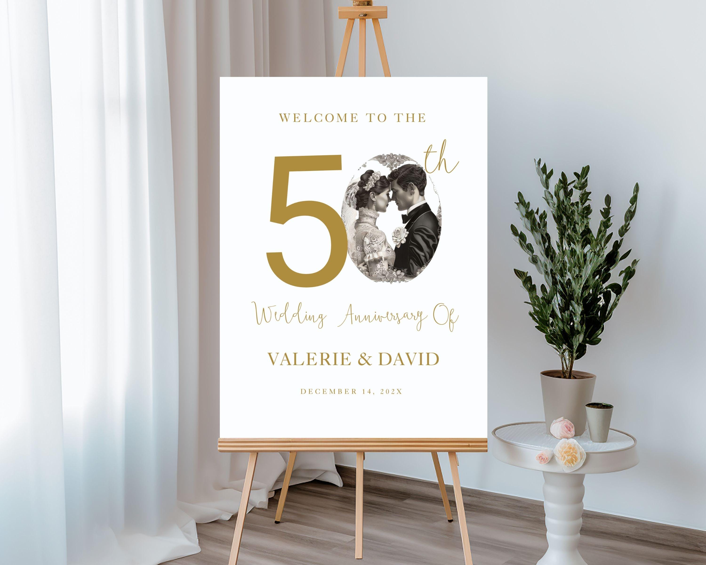 50th Anniversary Welcome Sign Photo Digital Download  50th Wedding Anniversary Party,Editable & Printable Banner, Yard Sign Template 08