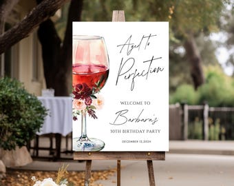 Letrero de bienvenida de cumpleaños con temática de vino, decoración de fiesta editable (plantilla de Canva) - 97