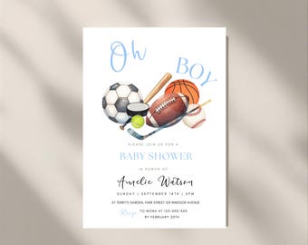 Sports Baby Shower Invitation | Oh Boy Theme (Editable Template) - 02