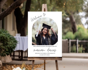 Custom Graduation Welcome Sign Template, Photo, Editable Party Banner (Digital Download) - 03