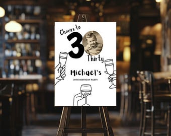 30th Birthday Photo Welcome Sign, Editable Canva Template (Digital Download) - 115