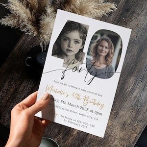 Invitation 40e anniversaire avec photo, téléchargement numérique, modèle d'invitation 40e anniversaire homme ou femme look qui a 40 ans carte imprimable modifiable 205