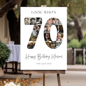 70th Birthday Photo Collage Welcome Sign Template 70th Birthday Decorations, Banner, Poster Or Yard Sign For Men or Women, Canva Board 106