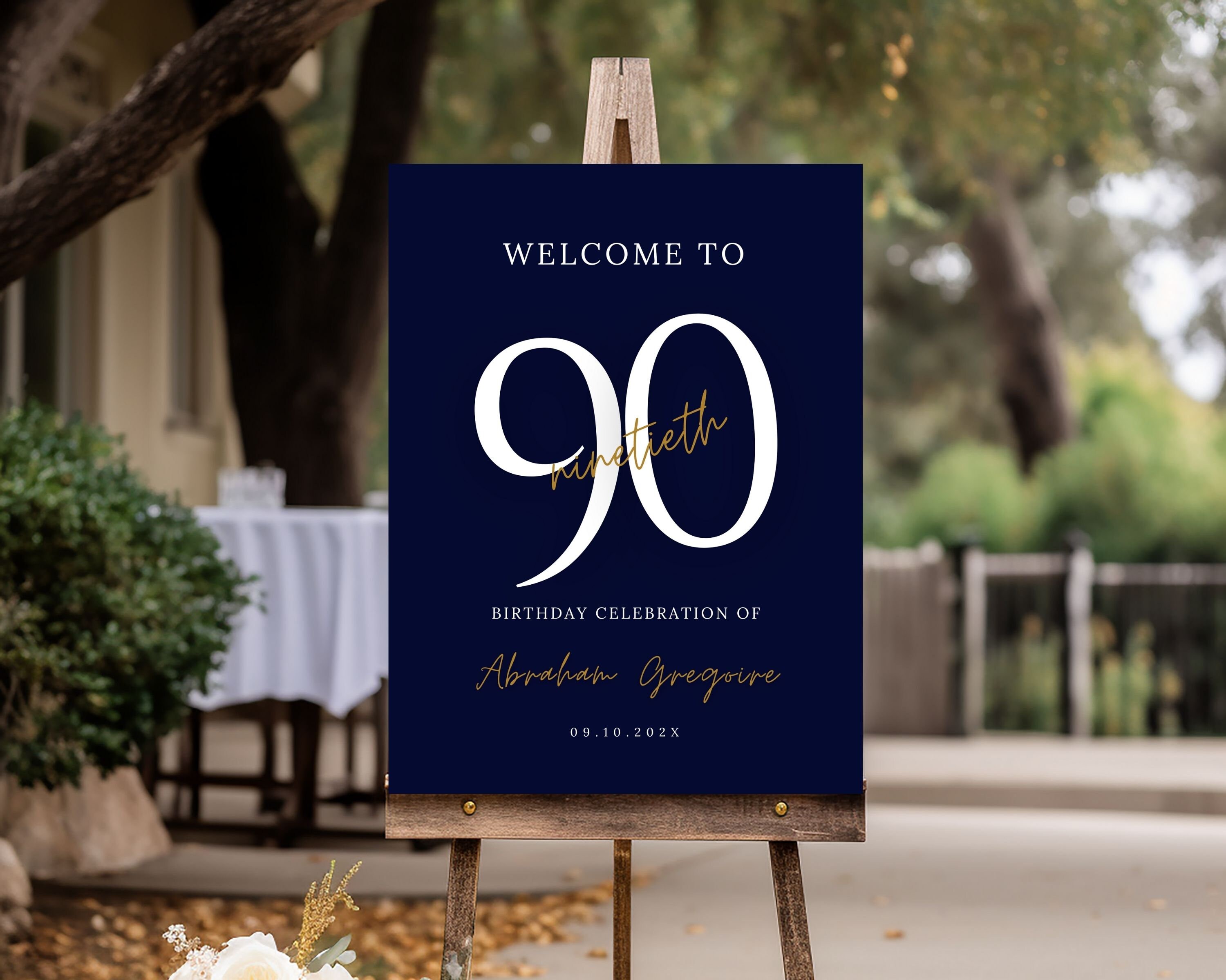 90th Birthday Welcome Sign For Men, Digital Download, Party Banner For Him, Editable & Printable Adult Birthday Poster, Canva Template 17
