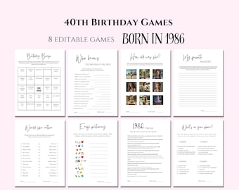 40th Birthday Games For Her, Born In 1986, Editable & Printable Party Games (Digital Download) - 20
