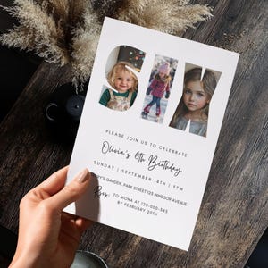 Invitation 6e anniversaire garçon ou fille modèle, téléchargement numérique, photo 6 ans inviter carte de fête d'anniversaire d'enfants, imprimable ou texte inviter 10
