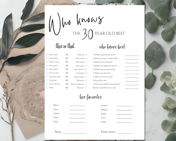 30th Birthday Games Template, Editable and Printable (Digital Download)  #12