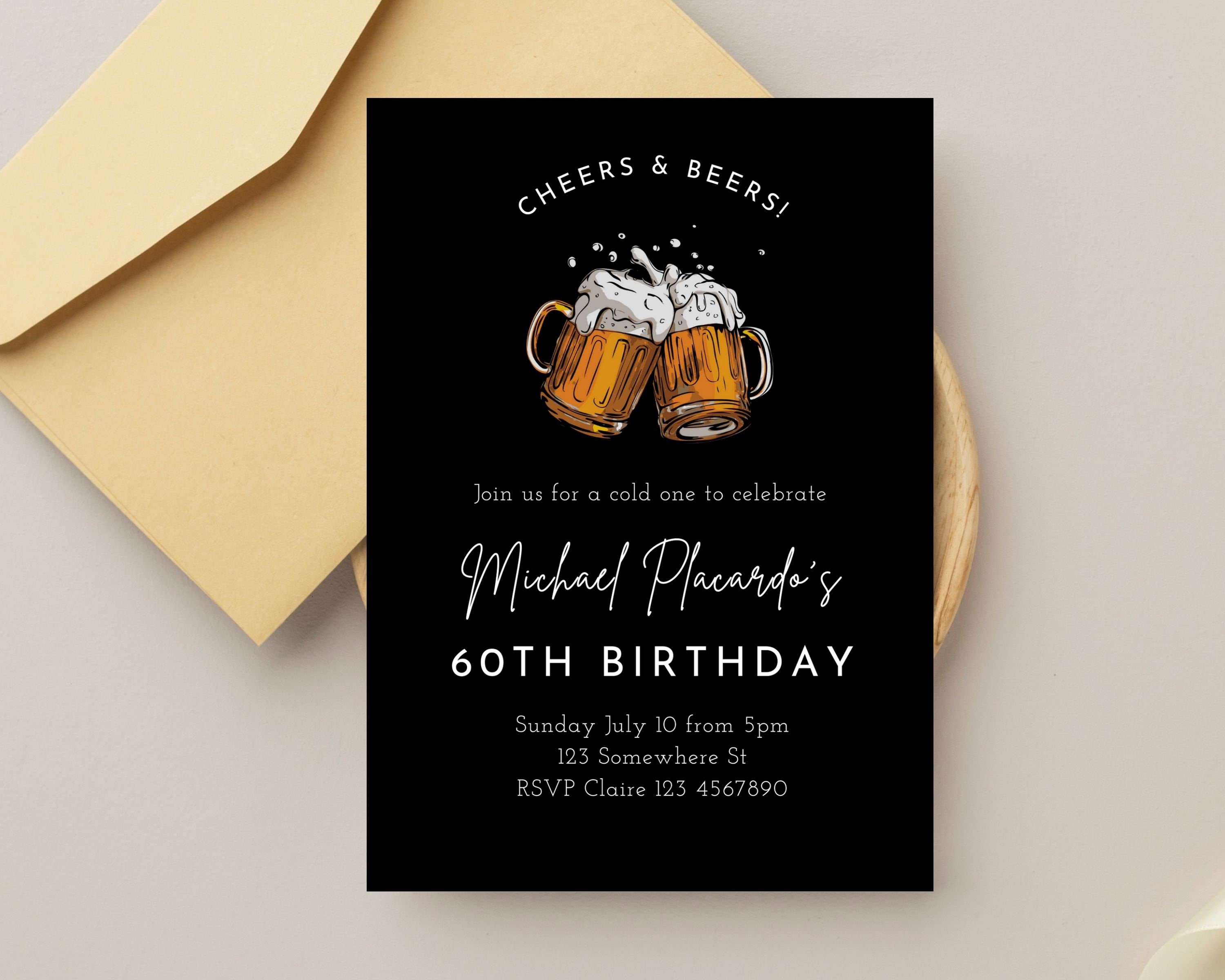 Invitación de cumpleaños para adultos para hombres, 30, 40, 50, 60, 70 ...