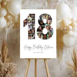 18th Birthday Poster Photo Collage Template, For Girl Or Boy, 18th Birthday Welcome Sign Printable Party Banner Editable Yard Sign Canva 113