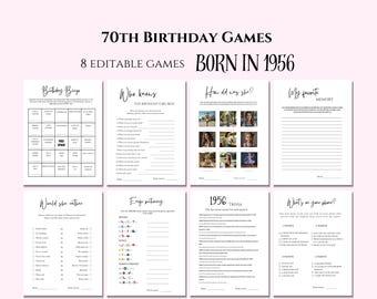 70th Birthday Games For Her, Born in 1956, Editable & Printable Party Games (Digital Download) - 21