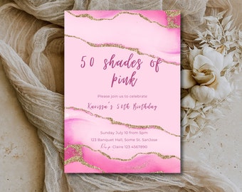 Modèle d'invitation d'anniversaire nuances de rose, impression ou invitation textuelle 166