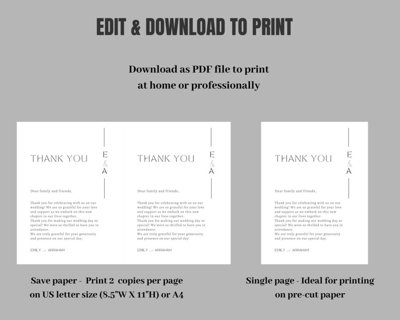 Wedding Thank You Card for Table Template Wedding Thank You Etsy