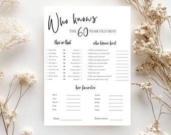 60th Birthday Games Template, Editable and Printable (Digital Download)  #13
