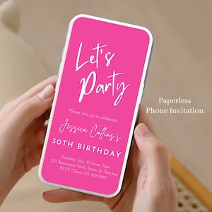 Electronic Let&#39;s Party Pink Birthday Invitation For Adults or Kids Of Any Age, Editable & Printable Pink Women Birthday Invite Template 34