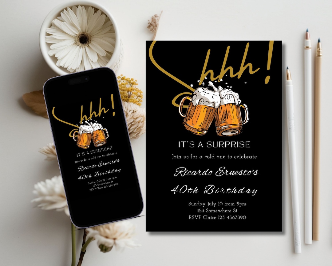 Plantilla de invitación de cumpleaños editable para hombres, invitación ...