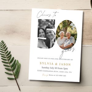50. Hochzeitstag einladen Foto, digitaler Download, bearbeitbare Vorlage Prost auf 50 Jahre Jubiläumseinladungskarte druckbar oder Text 7