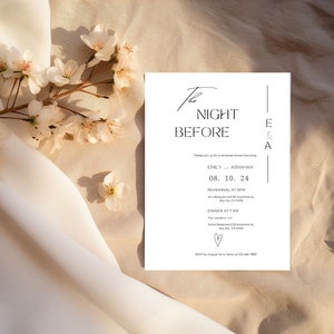 Rehearsal Dinner Invitation Template, Digital Download, The Night Before Wedding Invite,Wedding Rehearsal Dinner Invitation Minimalist Emily