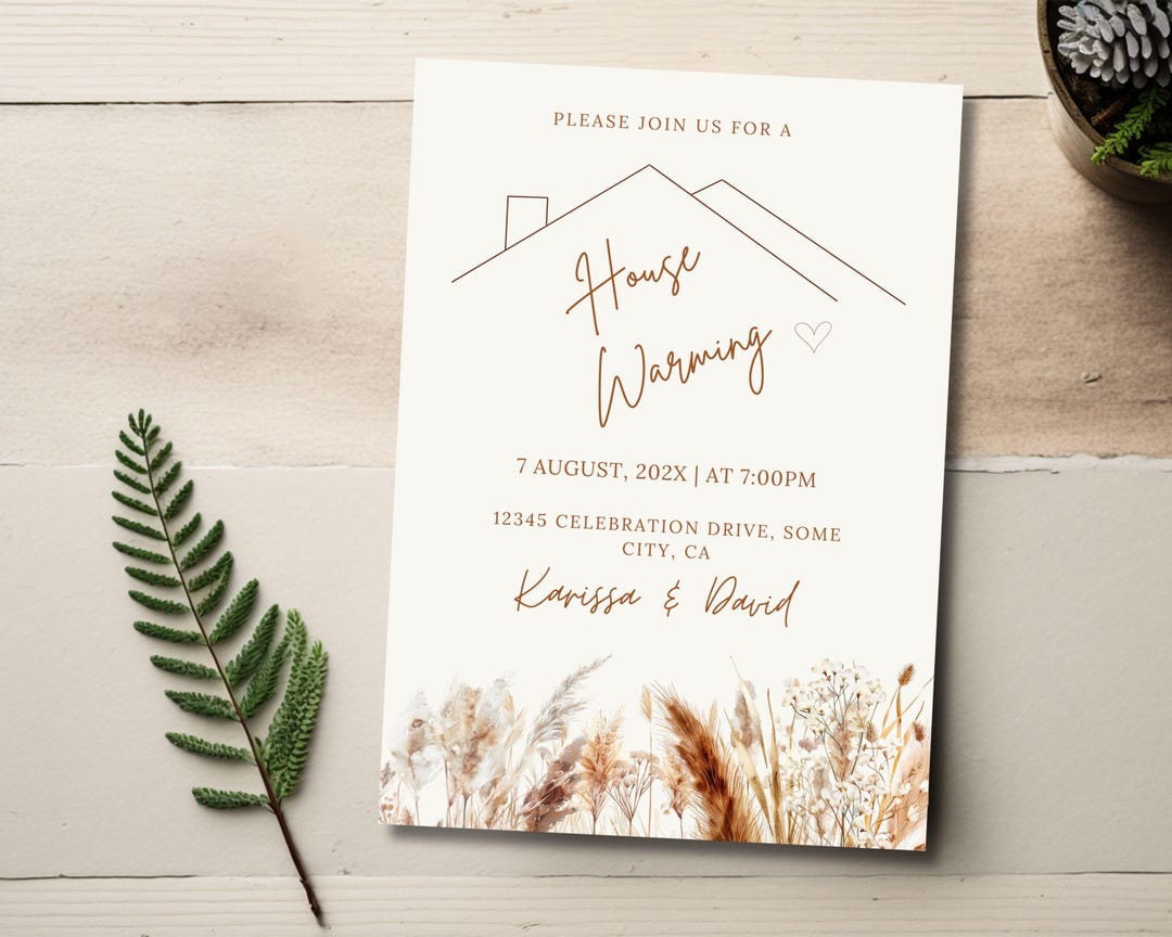 Boho Housewarming Invitation, Modern New Home Party Invite (digital ...