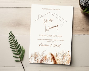 Boho Theme House Warming Invitation, Digital Download, Editable Modern New Home party Invite, Printable or Online Mobile Phone invite 05