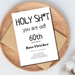 Funny Adult Birthday Invitation For Men, 40th 50th 60th or Any Age Birthday Invite, Instant Download Template, Surprise party Invite, 011