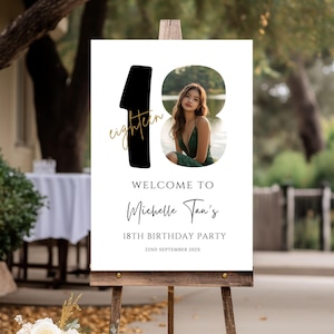 18th Birthday Welcome Sign Photo Sign For Teenagers, Digital Download, Party Banner Boy or Girl Editable,Printable Poster Canva Template 89