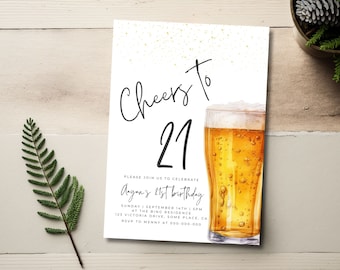 Bearbeitbare Geburtstagseinladung für Männer, Prost & Bier, 30. 40. 50. 60. 70. 80. Geburtstagseinladung Ihm, Erwachsener Geburtstag lädt Mann 121 ein
