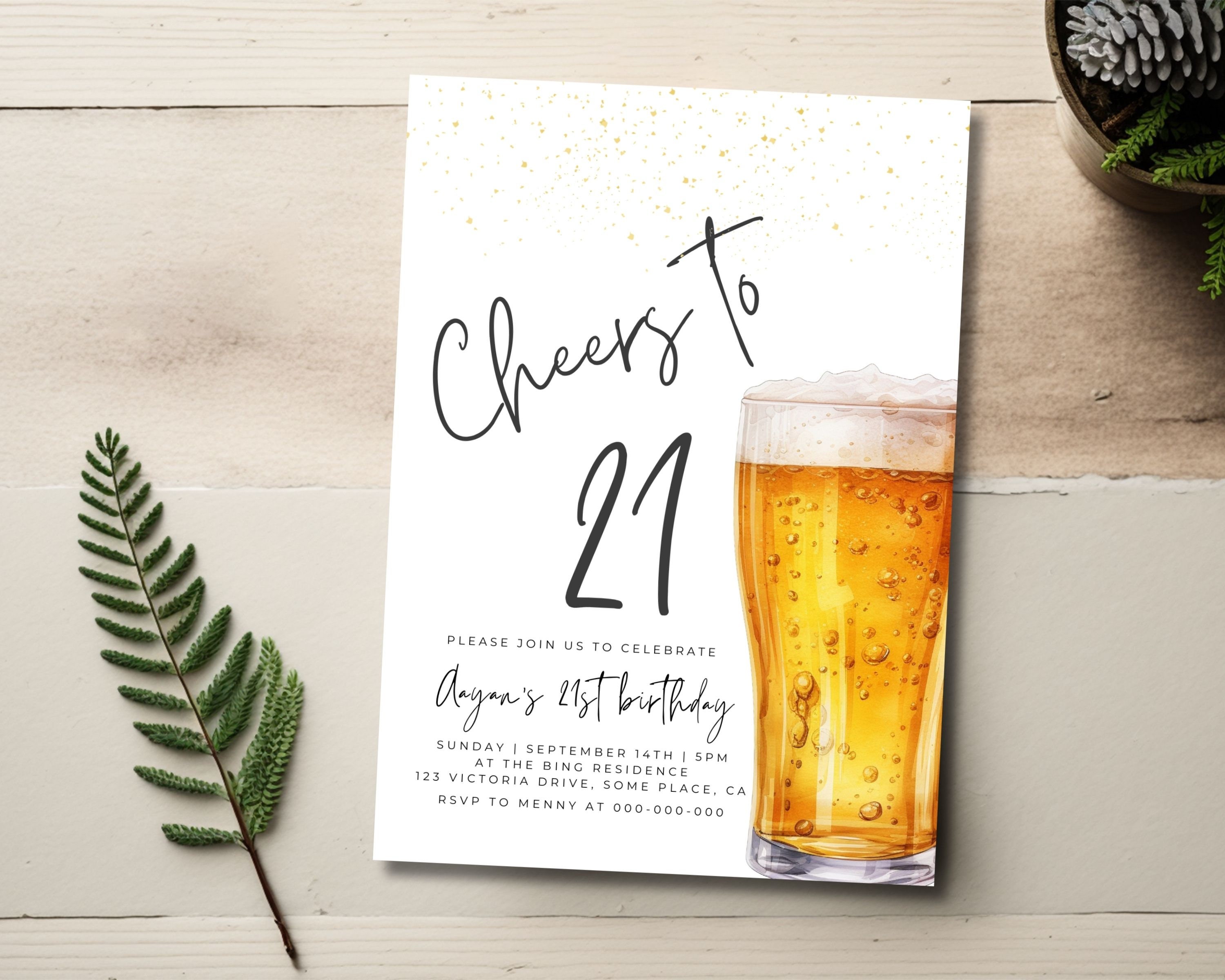 Editable Birthday Invitation for Men, Cheers & Beers, 30th 40th 50th ...